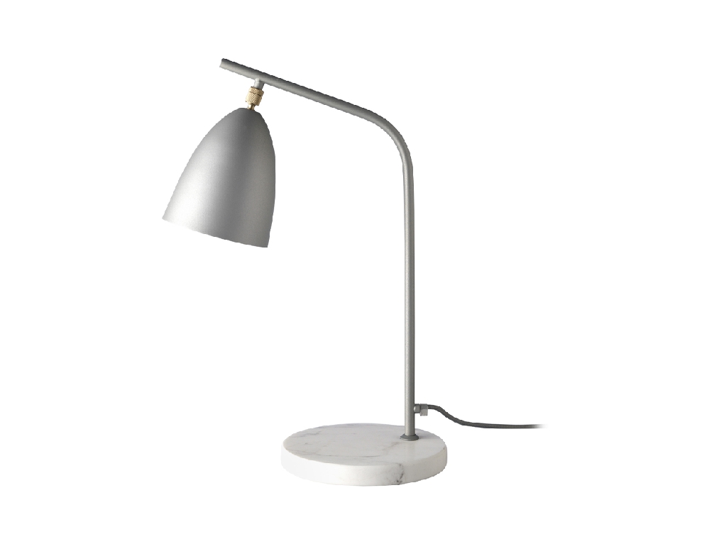 Lampe de table en marbre Calacatta et acier gris