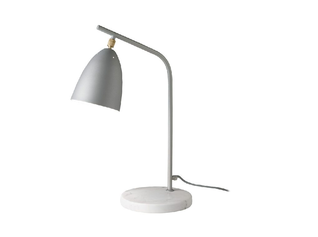 Lampe de table en marbre Calacatta et acier gris