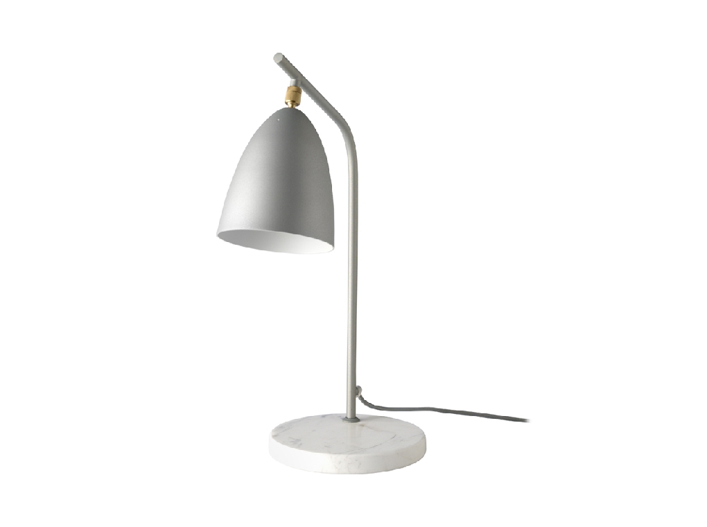 Lampe de table en marbre Calacatta et acier gris