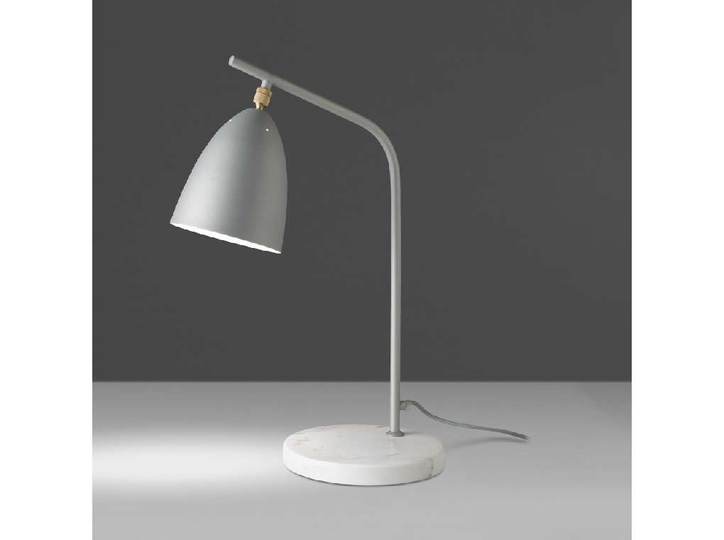 Lampe de table en marbre Calacatta et acier gris