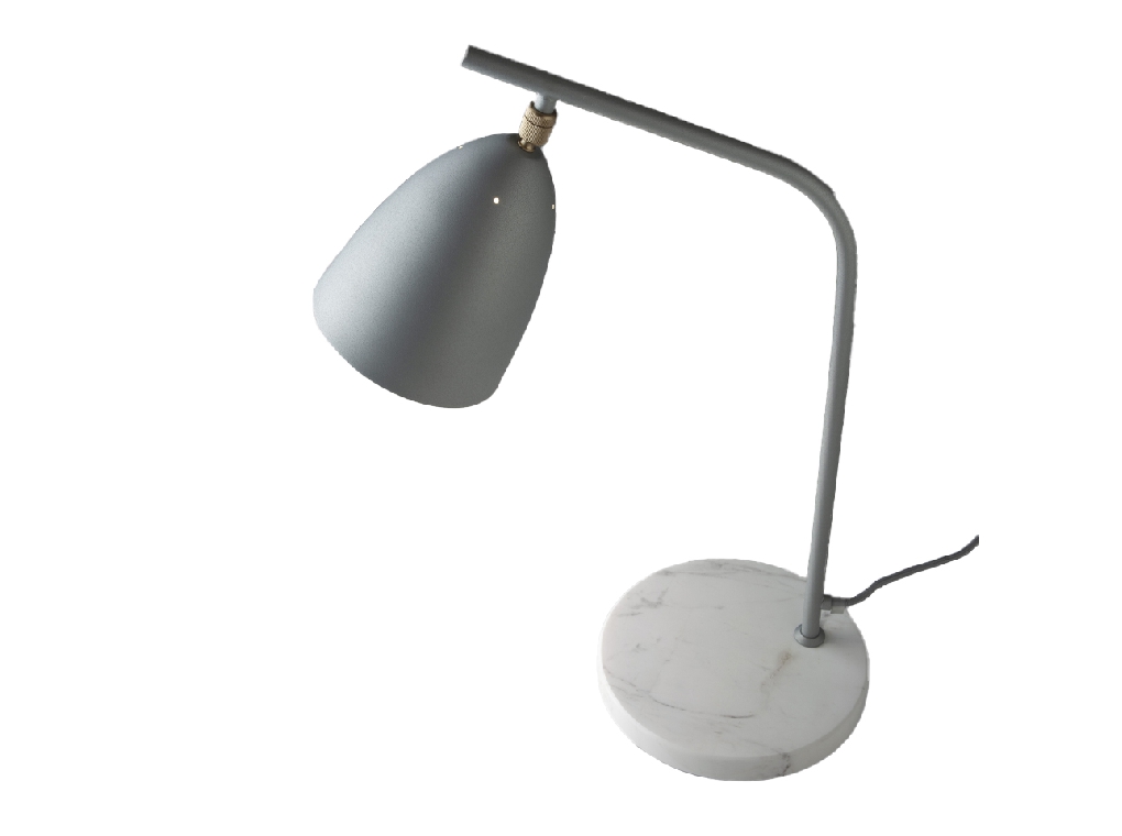 Lampe de table en marbre Calacatta et acier gris