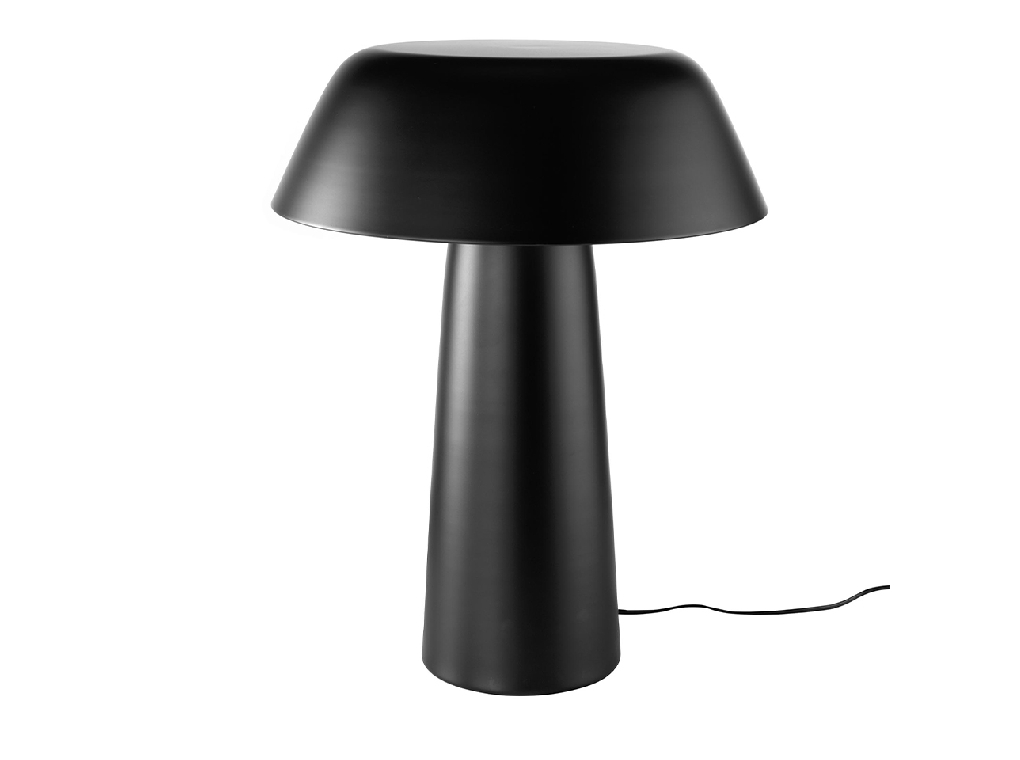 Table lamp made of stainless steel lacquered in black color