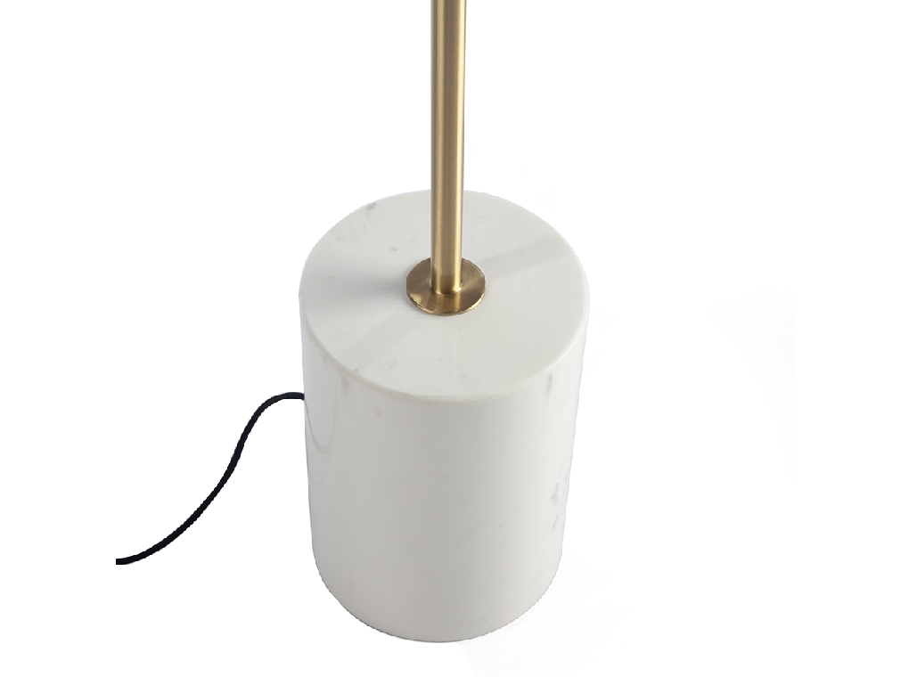 Floor lamp in calacatta marble, gilded steel and white glass