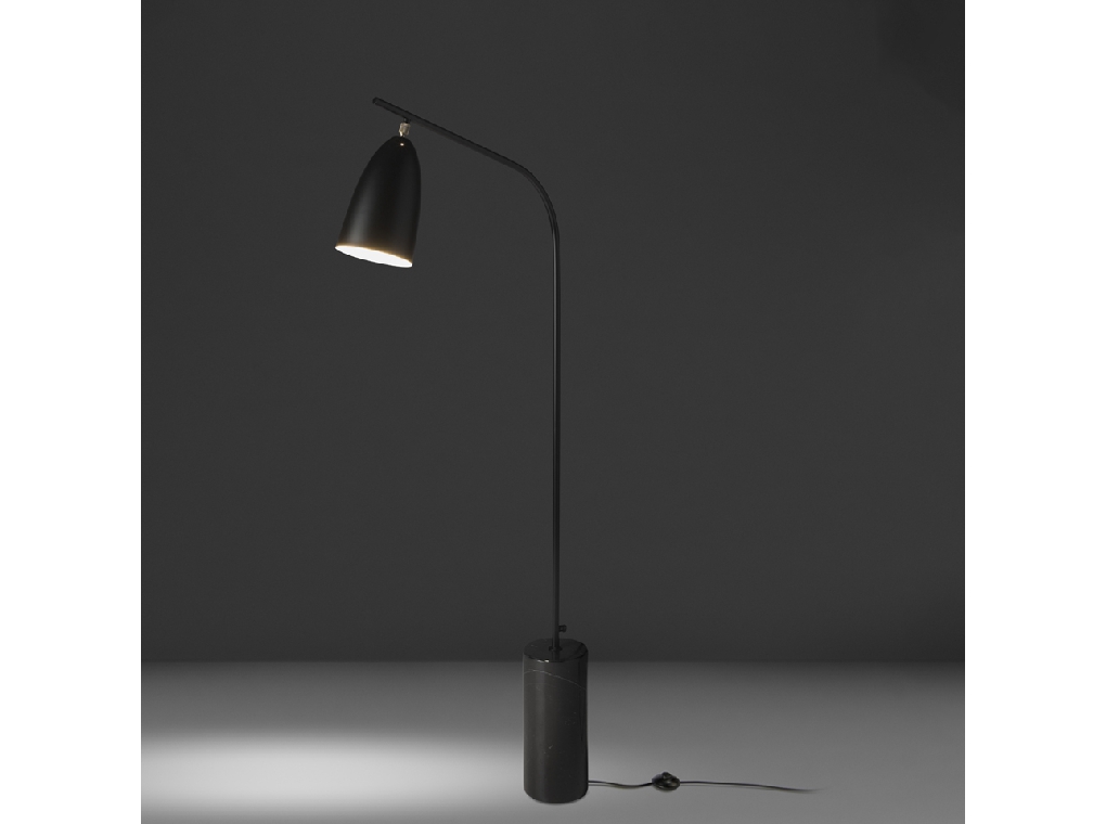 Floor lamp in nero marquina marble and black steel