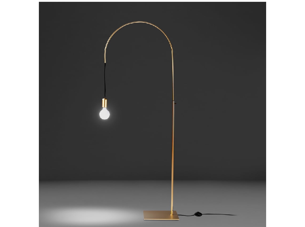 Height adjustable floor lamp in golden epoxy steel