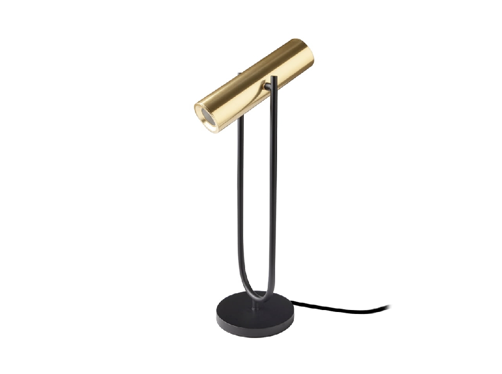 Table lamp in black stainless steel and gold-plated stainless steel