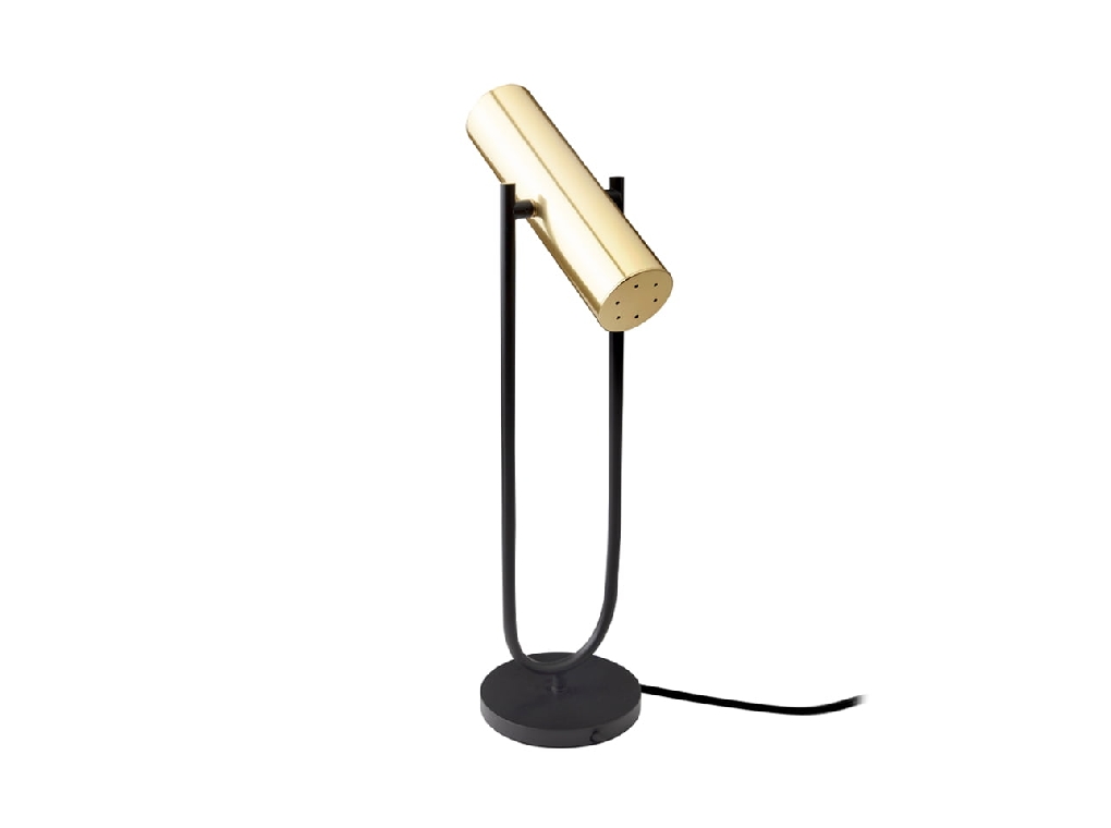 Table lamp in black stainless steel and gold-plated stainless steel