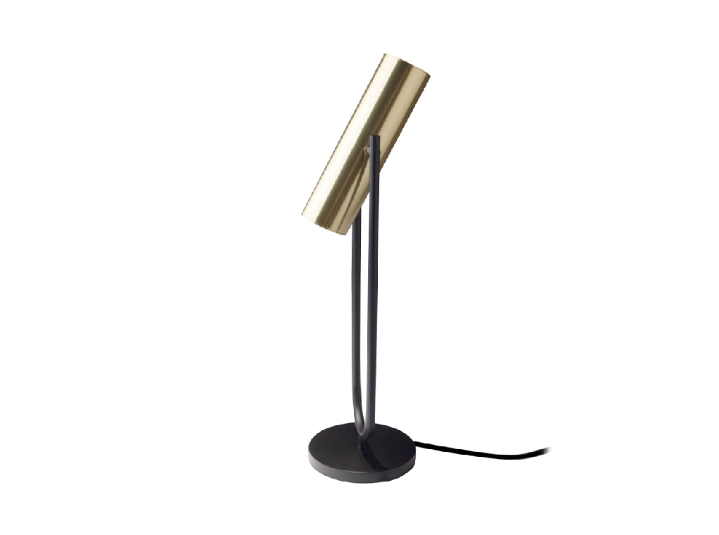 Table lamp in black stainless steel and gold-plated stainless steel