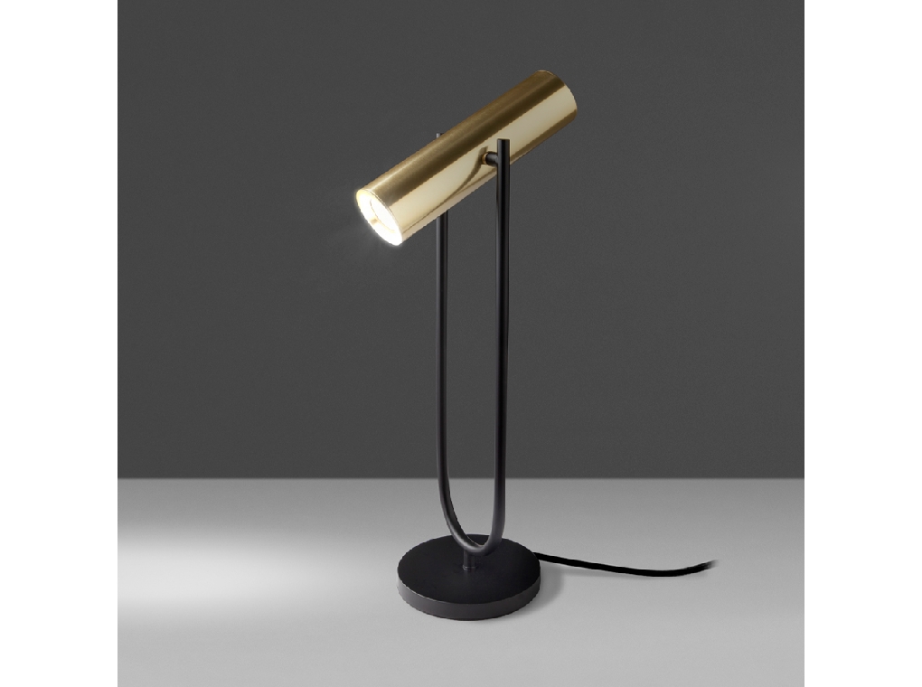 Table lamp in black stainless steel and gold-plated stainless steel