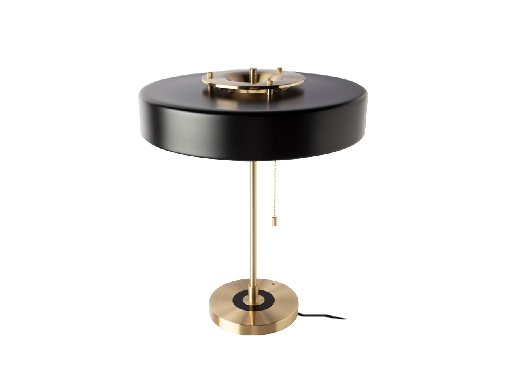 Table lamp in gold-plated aluminium and black aluminium