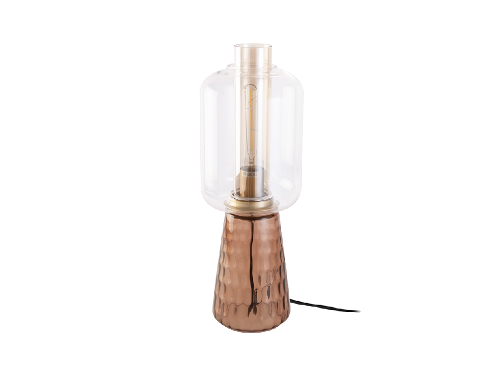 Smoke effect tempered glass table lamp