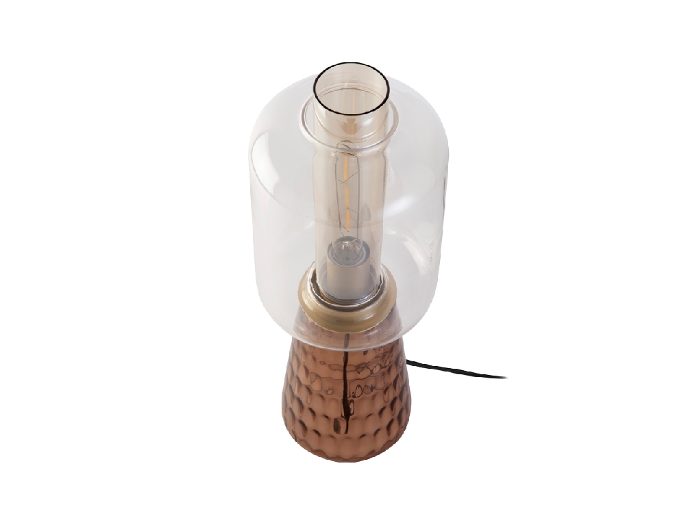 Smoke effect tempered glass table lamp