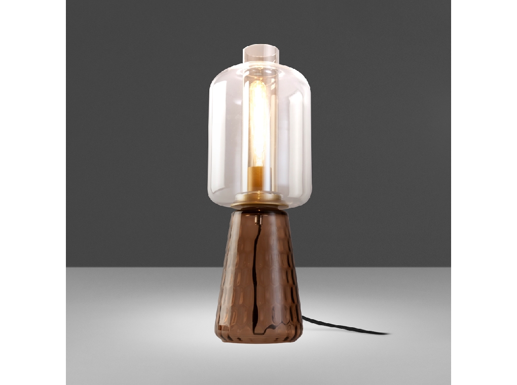 Smoke effect tempered glass table lamp