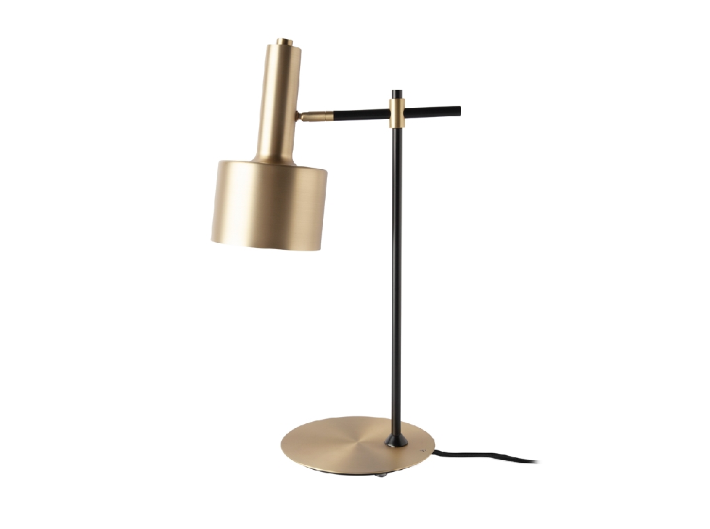 Table lamp in gold-plated aluminium and black steel