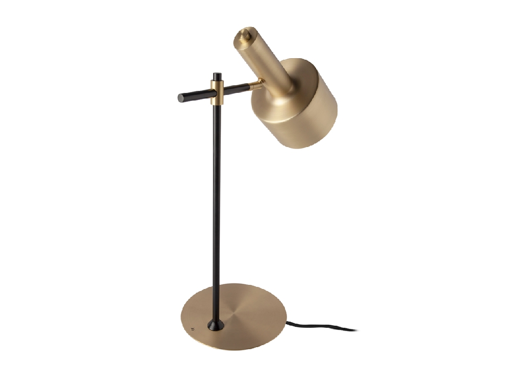 Table lamp in gold-plated aluminium and black steel