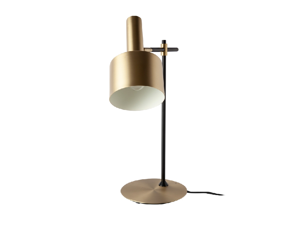 Table lamp in gold-plated aluminium and black steel