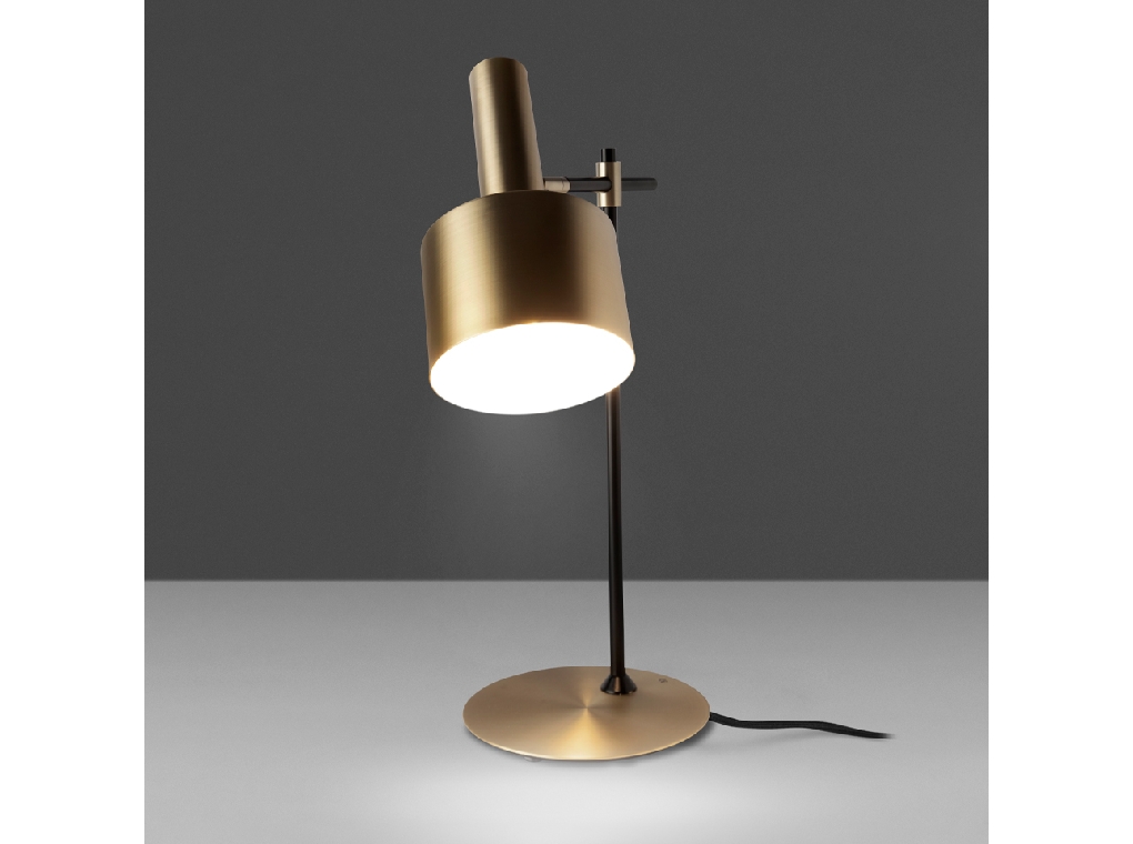 Table lamp in gold-plated aluminium and black steel