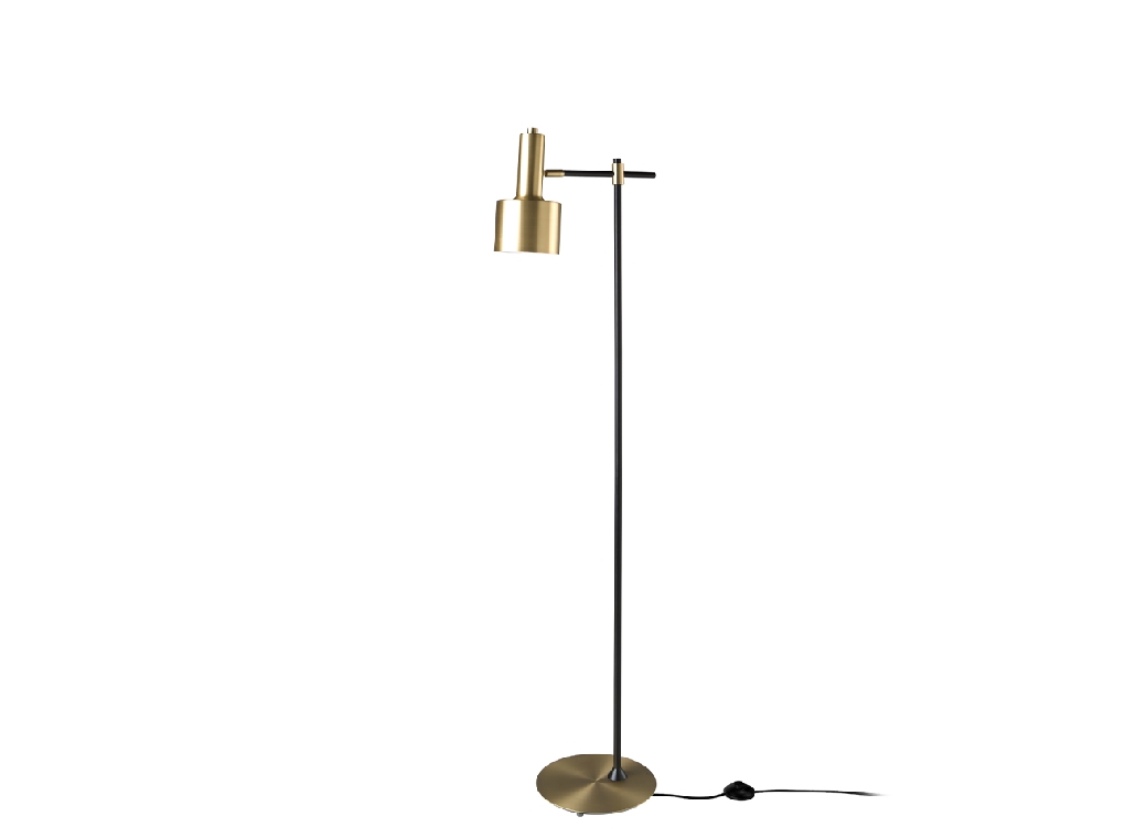 Floor lamp in gold-plated aluminium and black steel