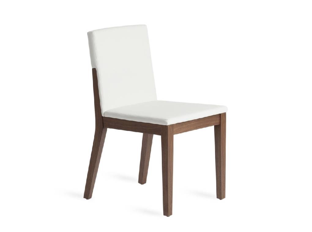 Chair in walnut veneered wood and upholstered seat. Chair in walnut veneered wood and upholstered seat.