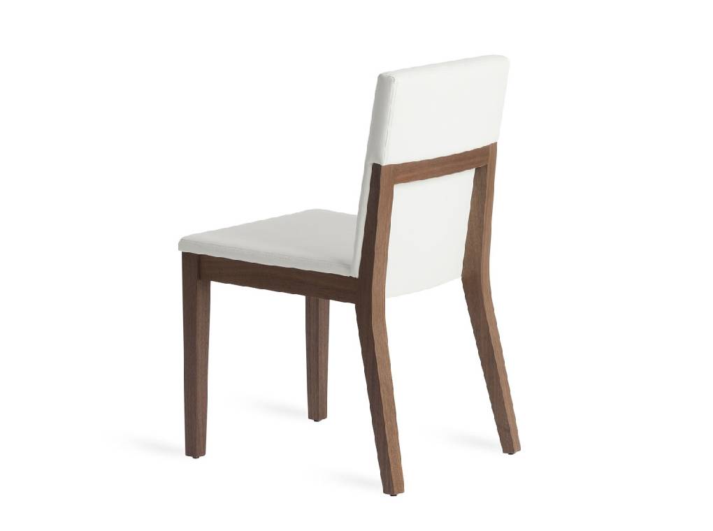 Chair in walnut veneered wood and upholstered seat. Chair in walnut veneered wood and upholstered seat.