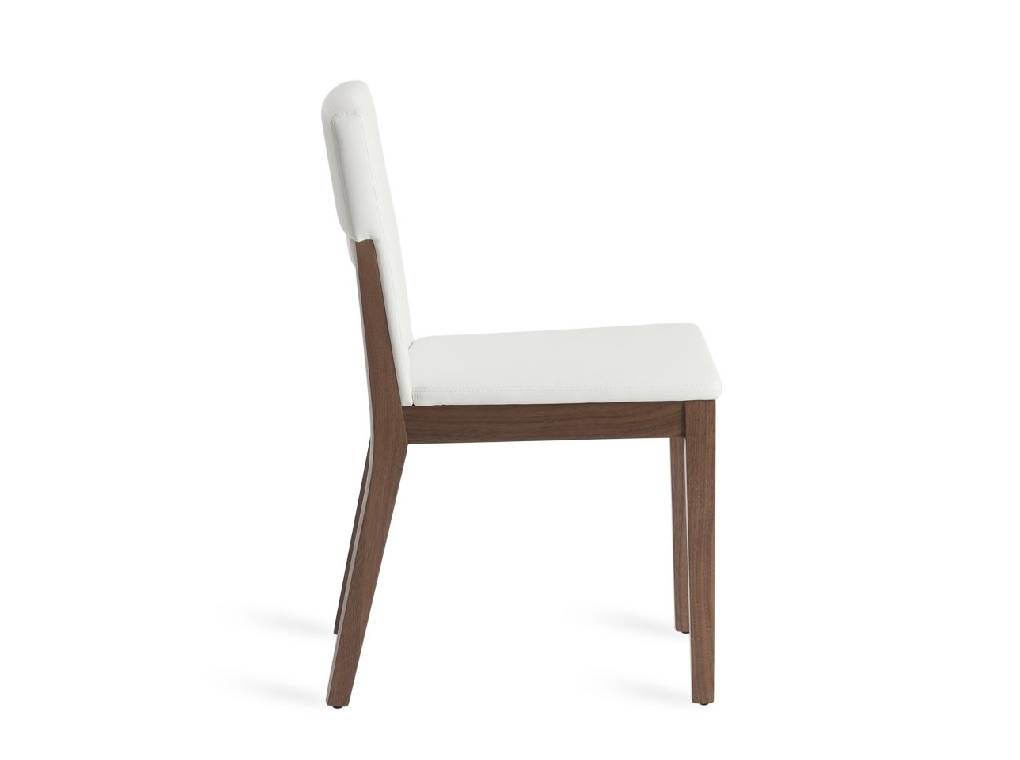 Chair in walnut veneered wood and upholstered seat. Chair in walnut veneered wood and upholstered seat.