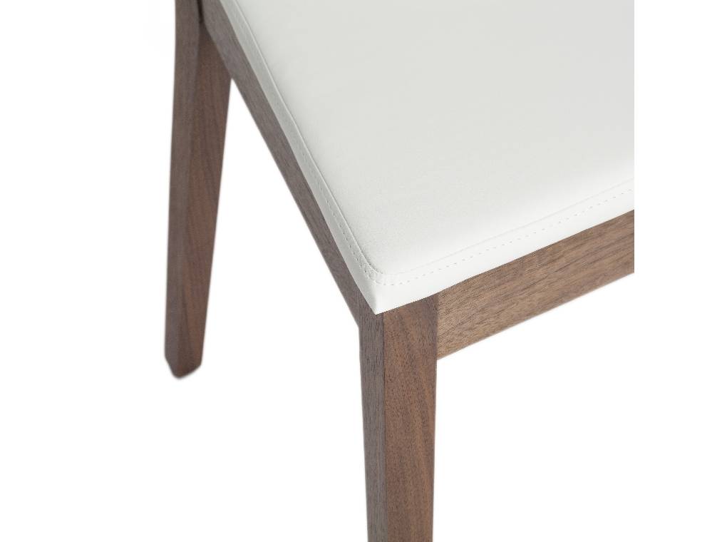 Chair in walnut veneered wood and upholstered seat. Chair in walnut veneered wood and upholstered seat.