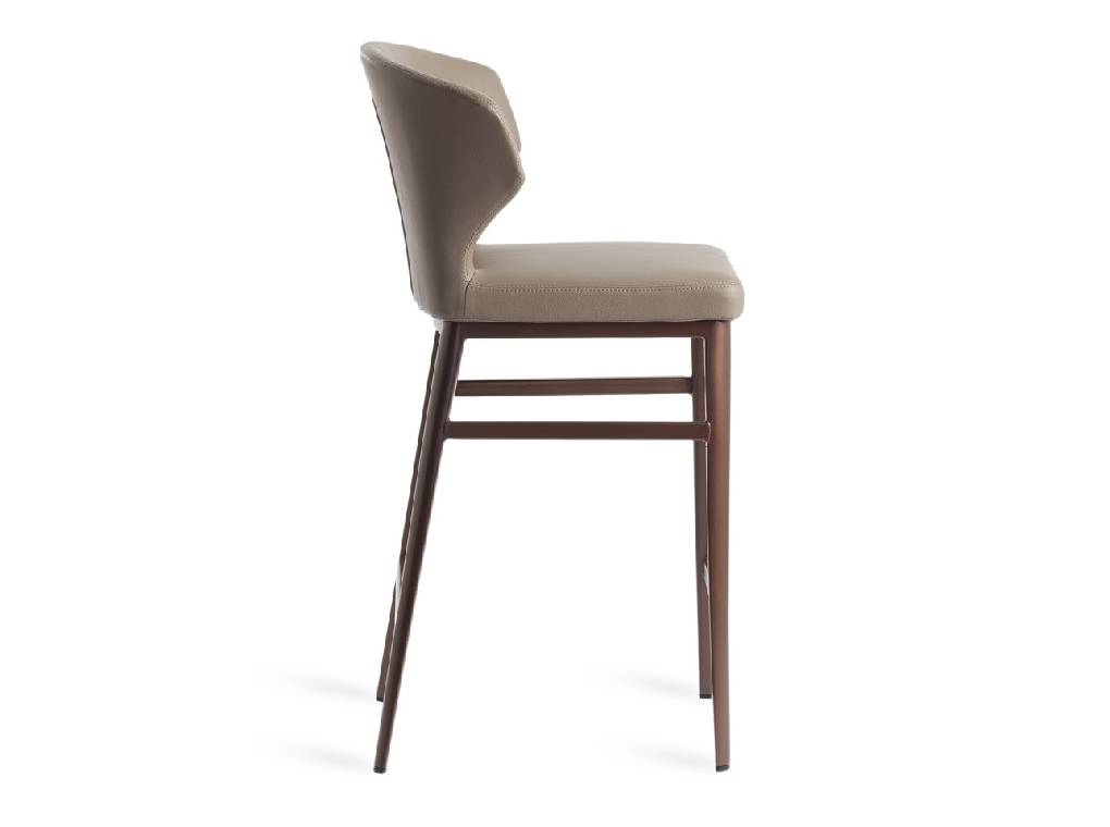 Leatherette upholstered stool with bronze steel frame