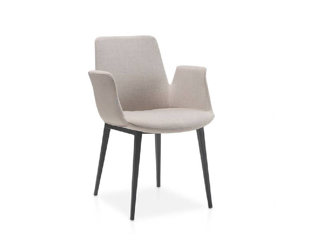 Chair upholstered in cloth with a steel structure Chair upholstered in cloth with a steel structure