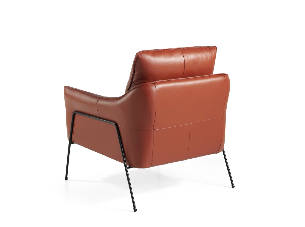 Armchair upholstered in leather and black steel legs Armchair upholstered in leather and black steel legs
