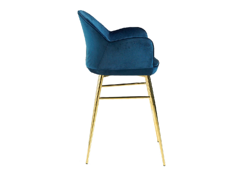 Stool upholstered in velvet touch and chrome steel legs Stool upholstered in velvet touch and chrome steel legs