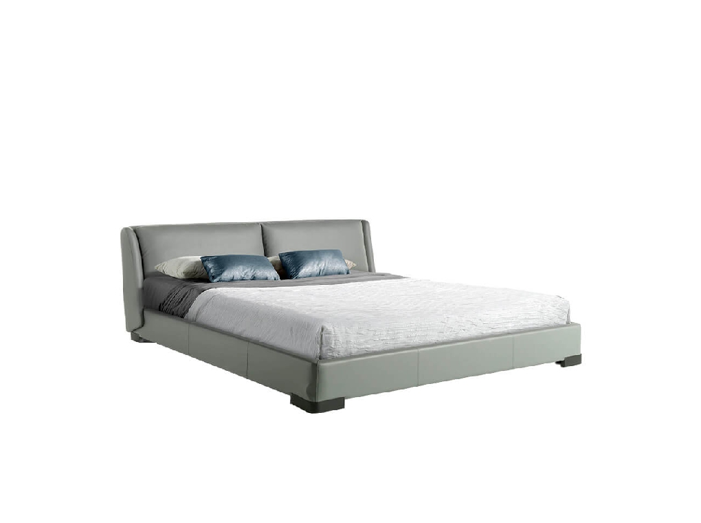 King size Bed upholstered with dark grey painted steel legs King size Bed upholstered with dark grey painted steel legs