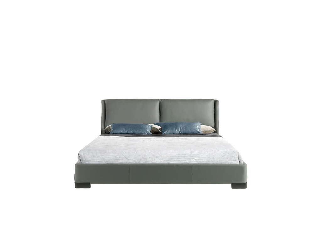 King size Bed upholstered with dark grey painted steel legs King size Bed upholstered with dark grey painted steel legs