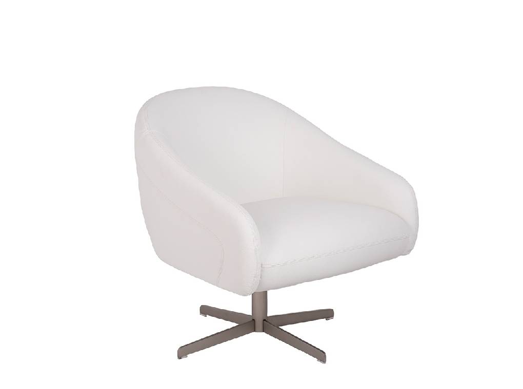 Upholstered armchair with polished stainless steel frame. Upholstered armchair with polished stainless steel frame.
