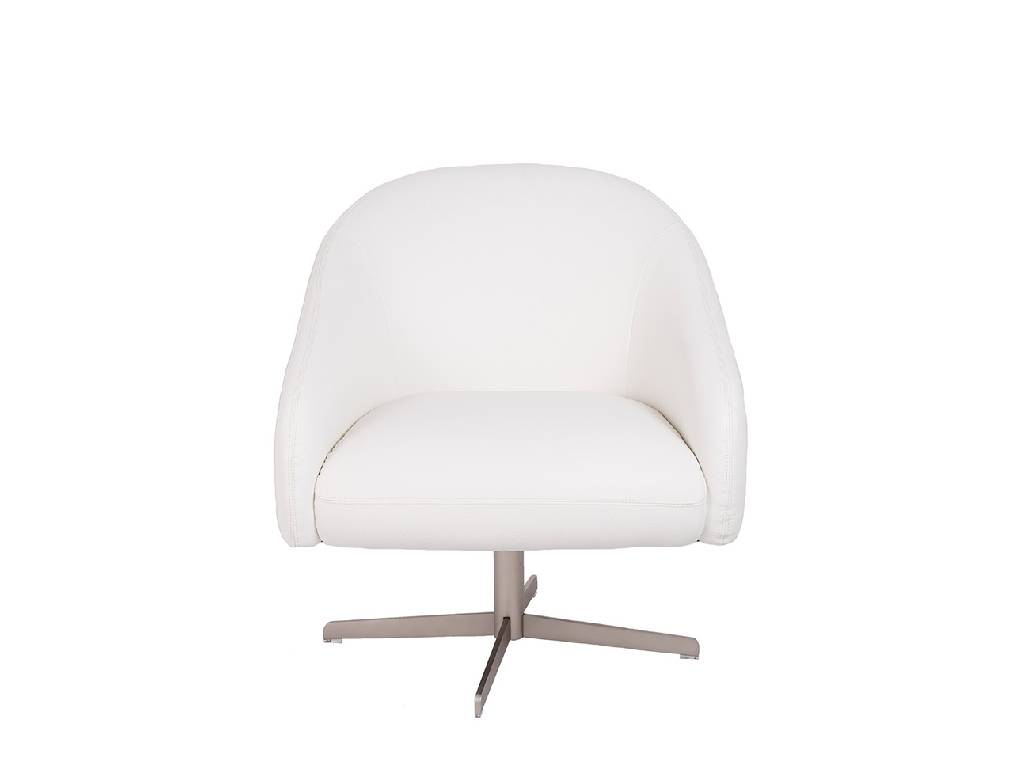 Upholstered armchair with polished stainless steel frame. Upholstered armchair with polished stainless steel frame.
