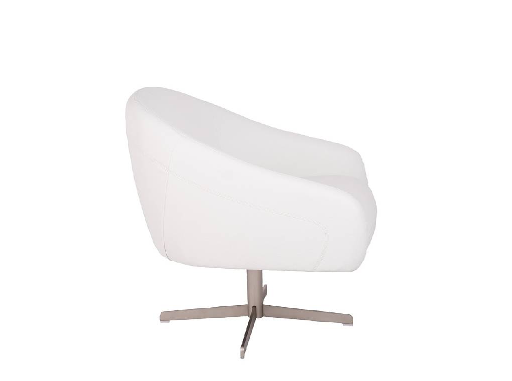 Upholstered armchair with polished stainless steel frame. Upholstered armchair with polished stainless steel frame.