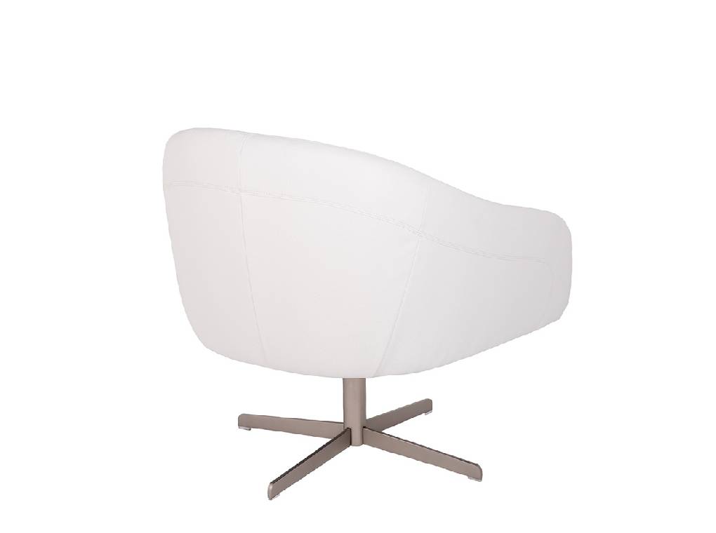 Upholstered armchair with polished stainless steel frame. Upholstered armchair with polished stainless steel frame.