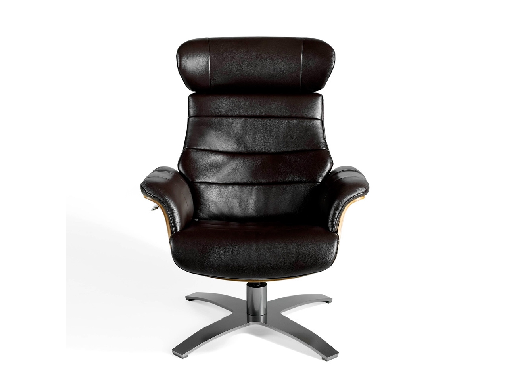 Swivel relax armchair upholstered in leather Swivel relax armchair upholstered in leather