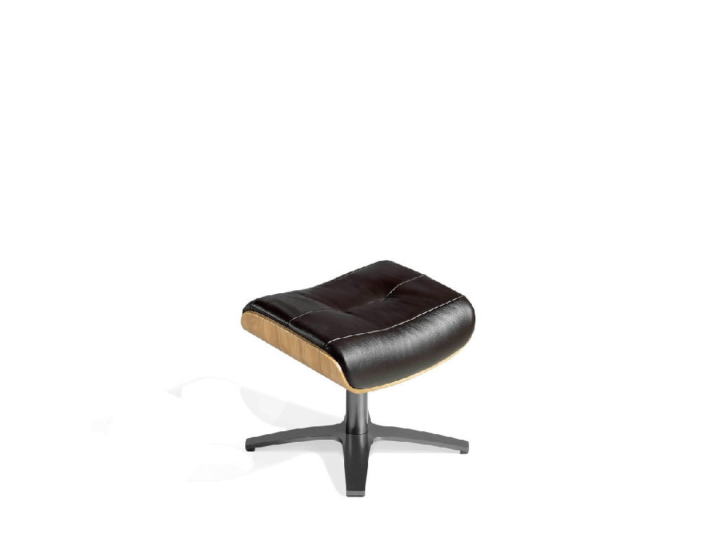 Swivel leather upholstered ottoman