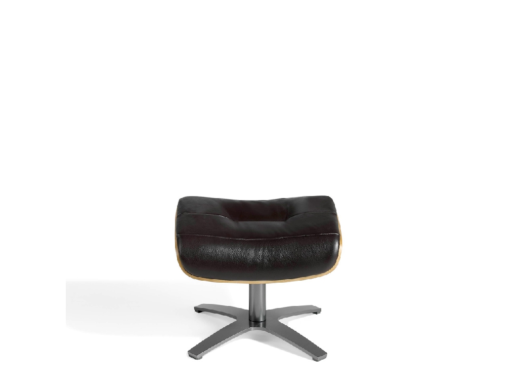 Swivel leather upholstered ottoman