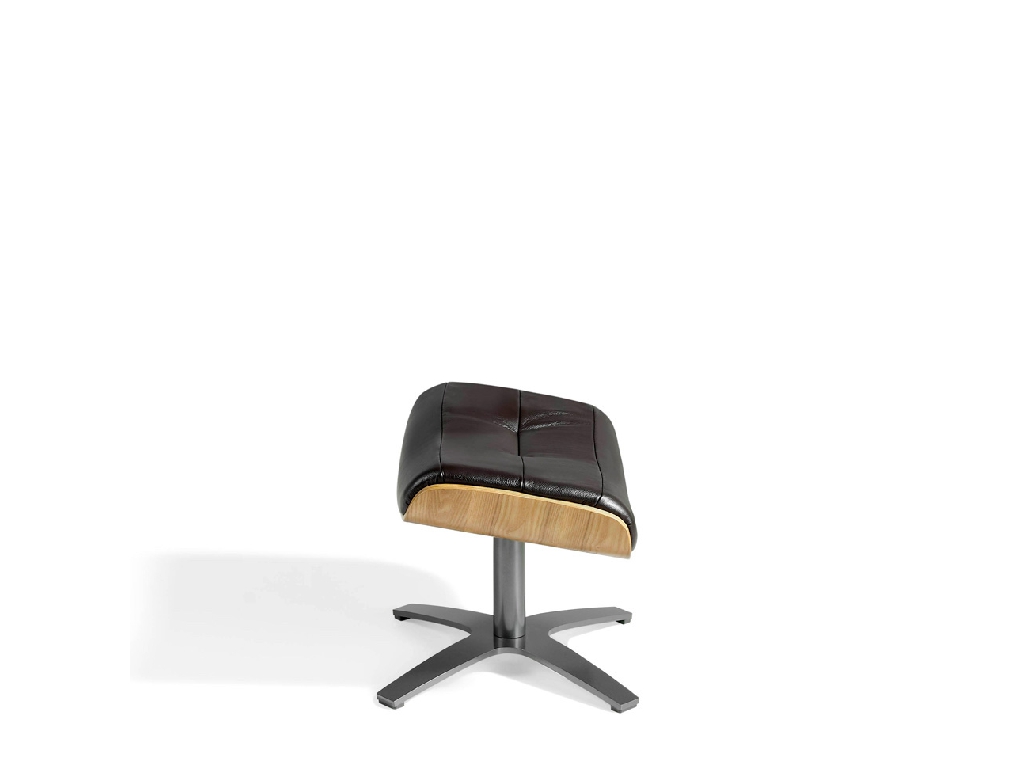 Swivel leather upholstered ottoman