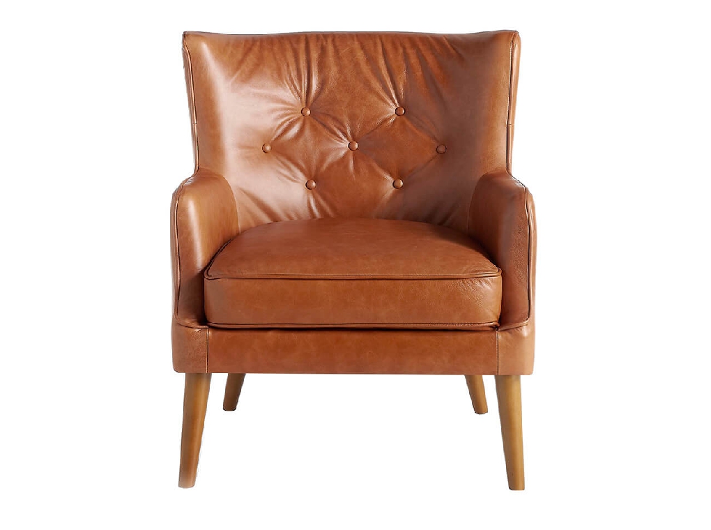 Fauteuil Chester en cuir marron