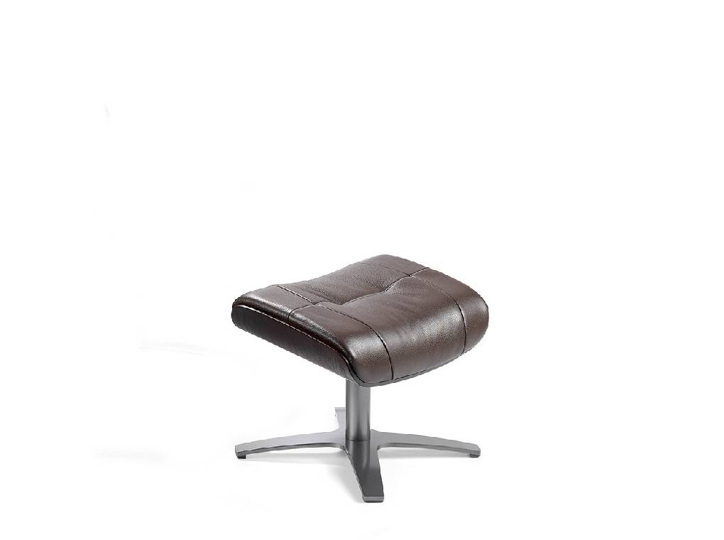 Swivel Ottoman Upholstered in Leather