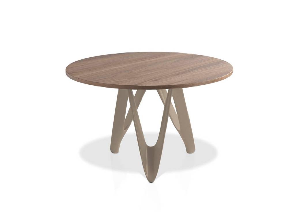Dining table with fiberglass base and walnut top Dining table with fiberglass base and walnut top
