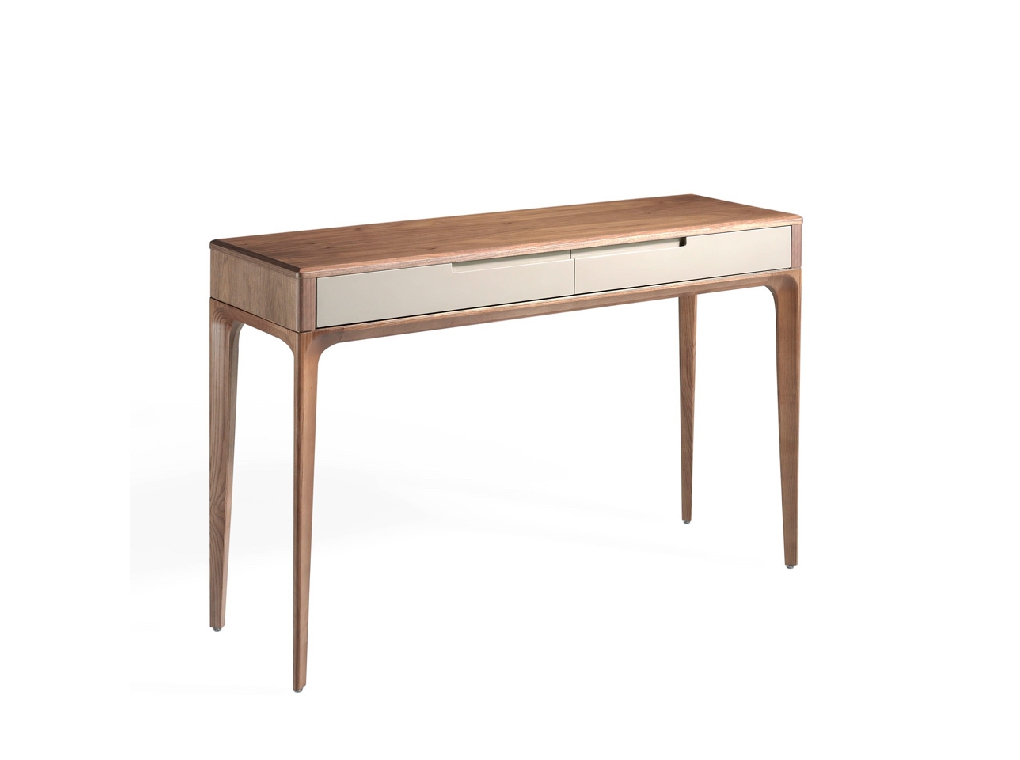 Hallway console with solid wooden legs and a walnut veneer structure Hallway console with solid wooden legs and a walnut veneer structure