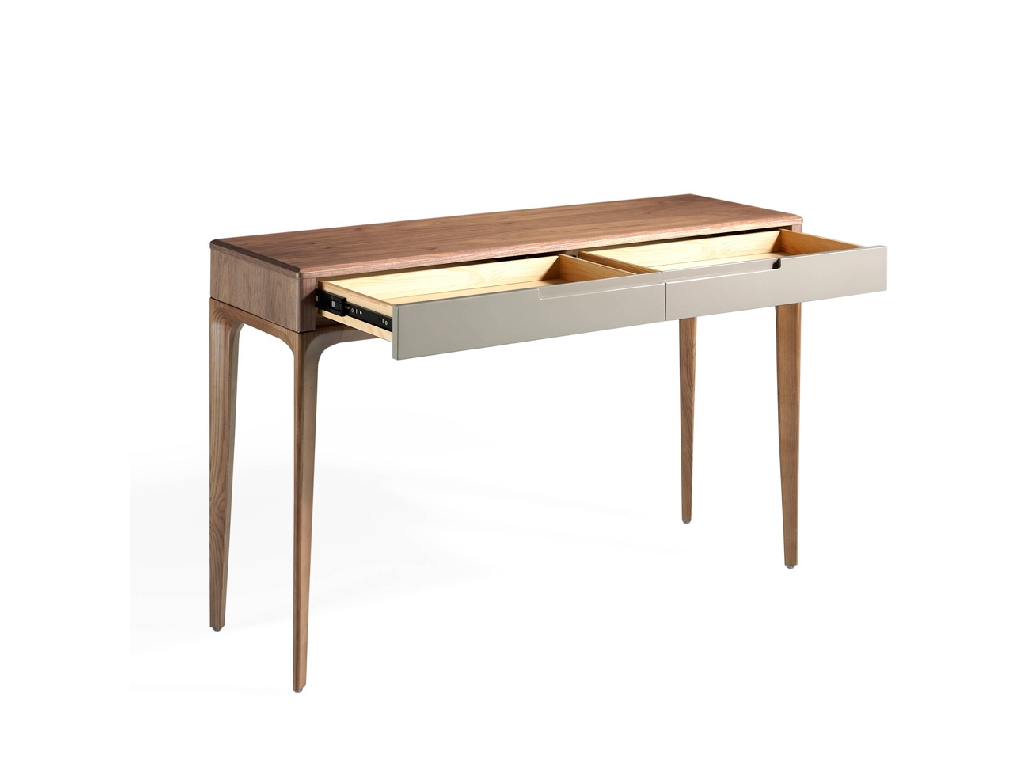 Hallway console with solid wooden legs and a walnut veneer structure Hallway console with solid wooden legs and a walnut veneer structure