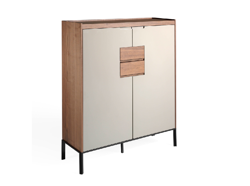 Glass shoe cabinet with two front drawers Glass shoe cabinet with two front drawers
