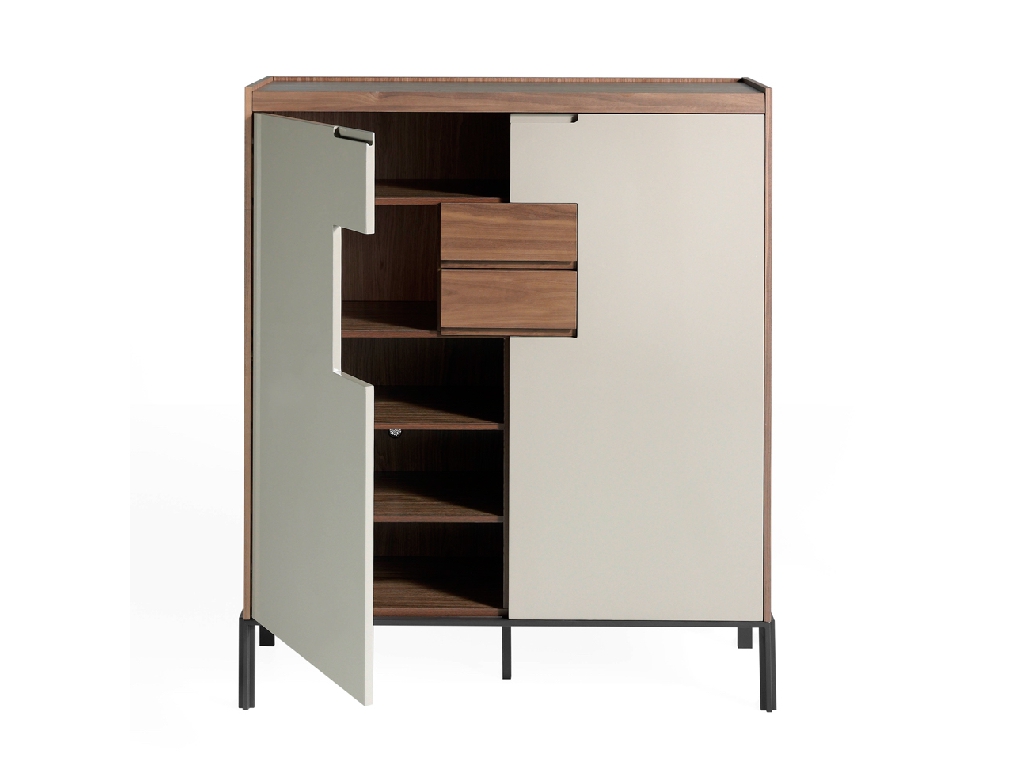 Glass shoe cabinet with two front drawers Glass shoe cabinet with two front drawers