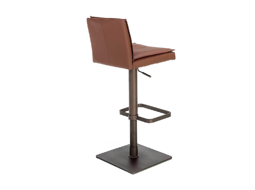 Stool Upholstered in brown leatherette with legs in brown epoxy Stool Upholstered in brown leatherette with legs in brown epoxy