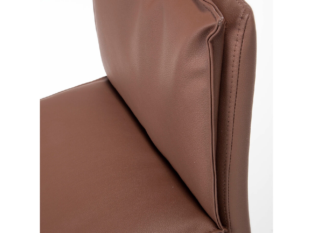 Stool Upholstered in brown leatherette with legs in brown epoxy Stool Upholstered in brown leatherette with legs in brown epoxy