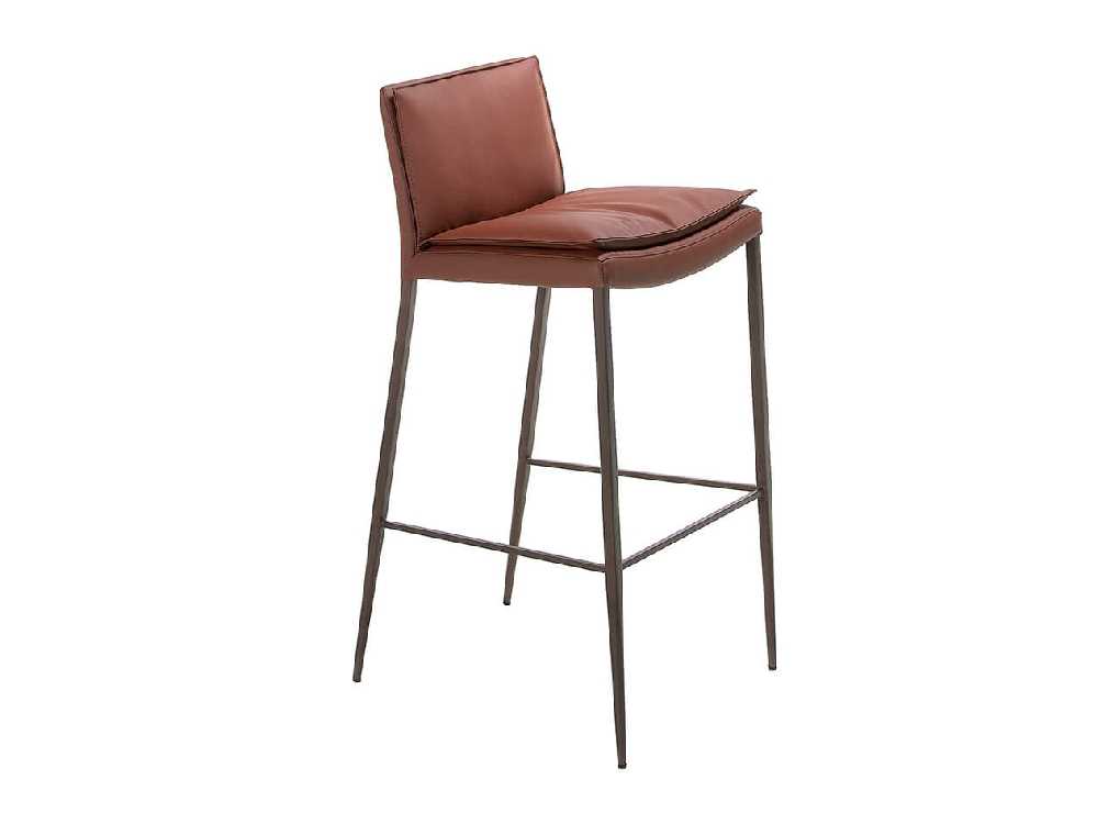 Stool upholstered in leatherette with legs in epoxy Stool upholstered in leatherette with legs in epoxy